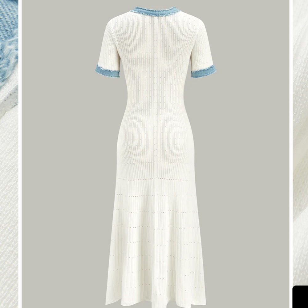 Sandro Alecia denim trim maxi dress - Picture 2 of 13